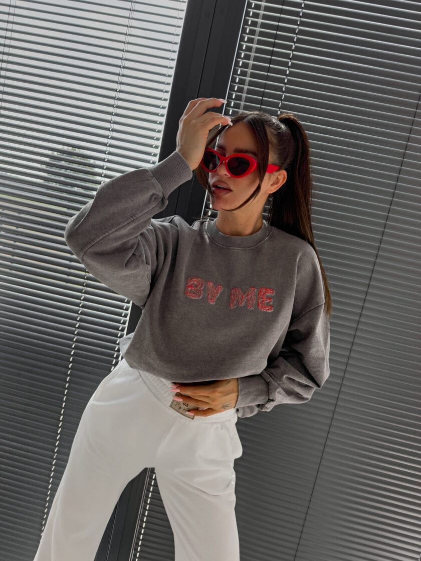 Dekatyzowana bluza POWER - szara