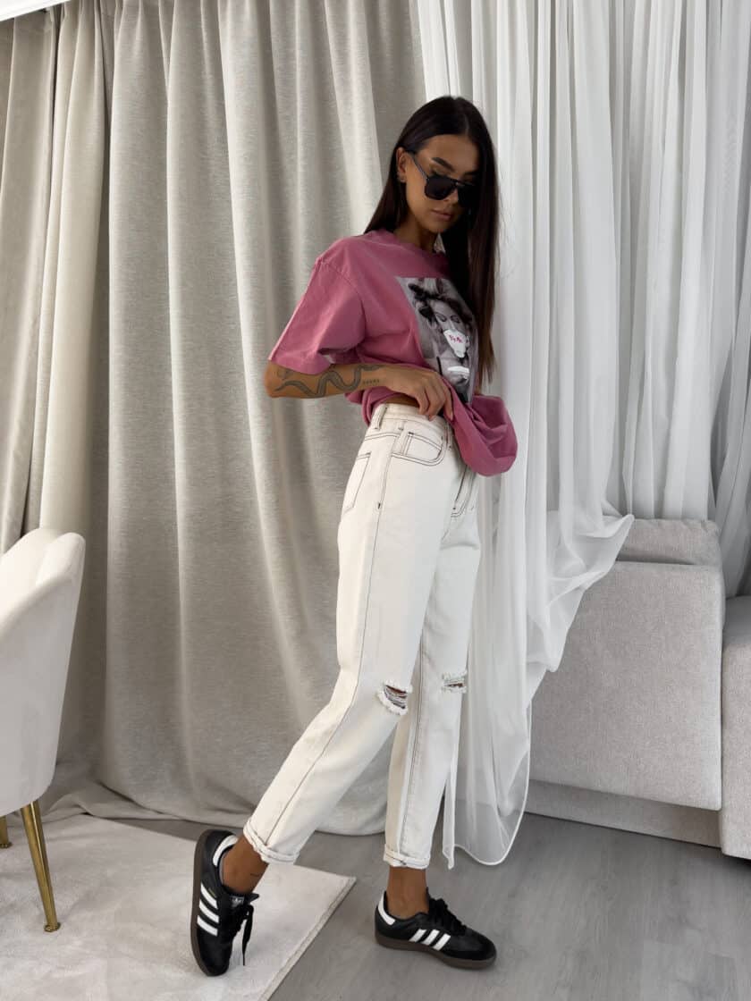 Dekatyzowany t-shirt ROLLER - brudny róż - obrazek 10