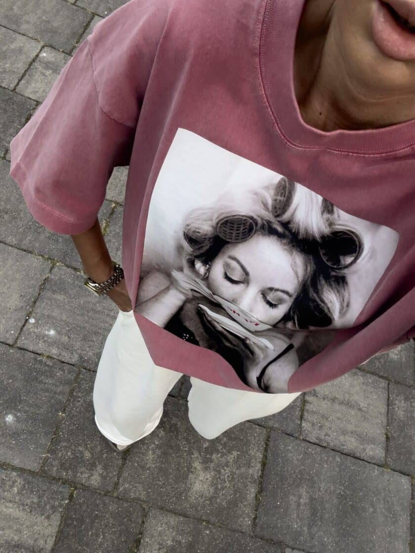 Dekatyzowany t-shirt ROLLER - brudny róż - obrazek 3