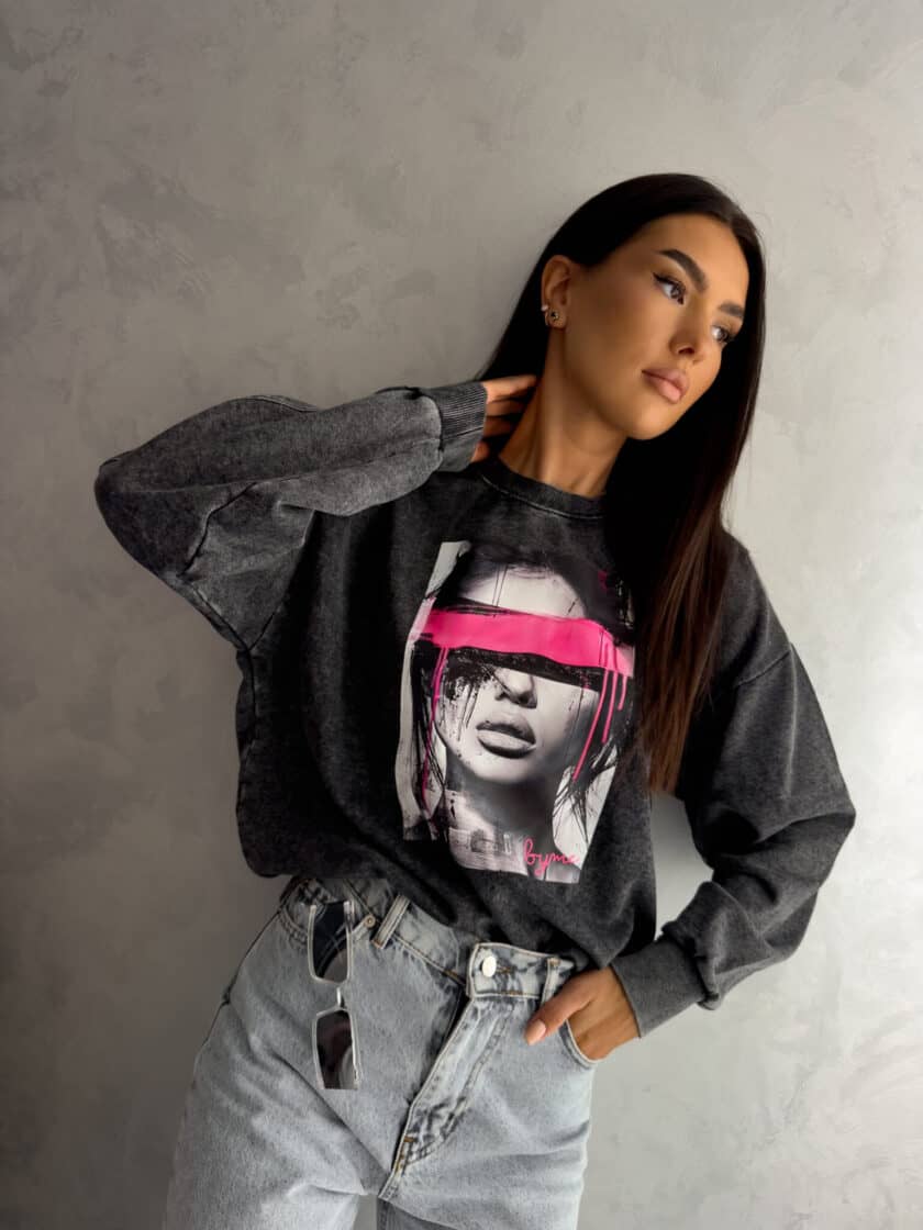 Dekatyzowana bluza LOCK - czarna - obrazek 10