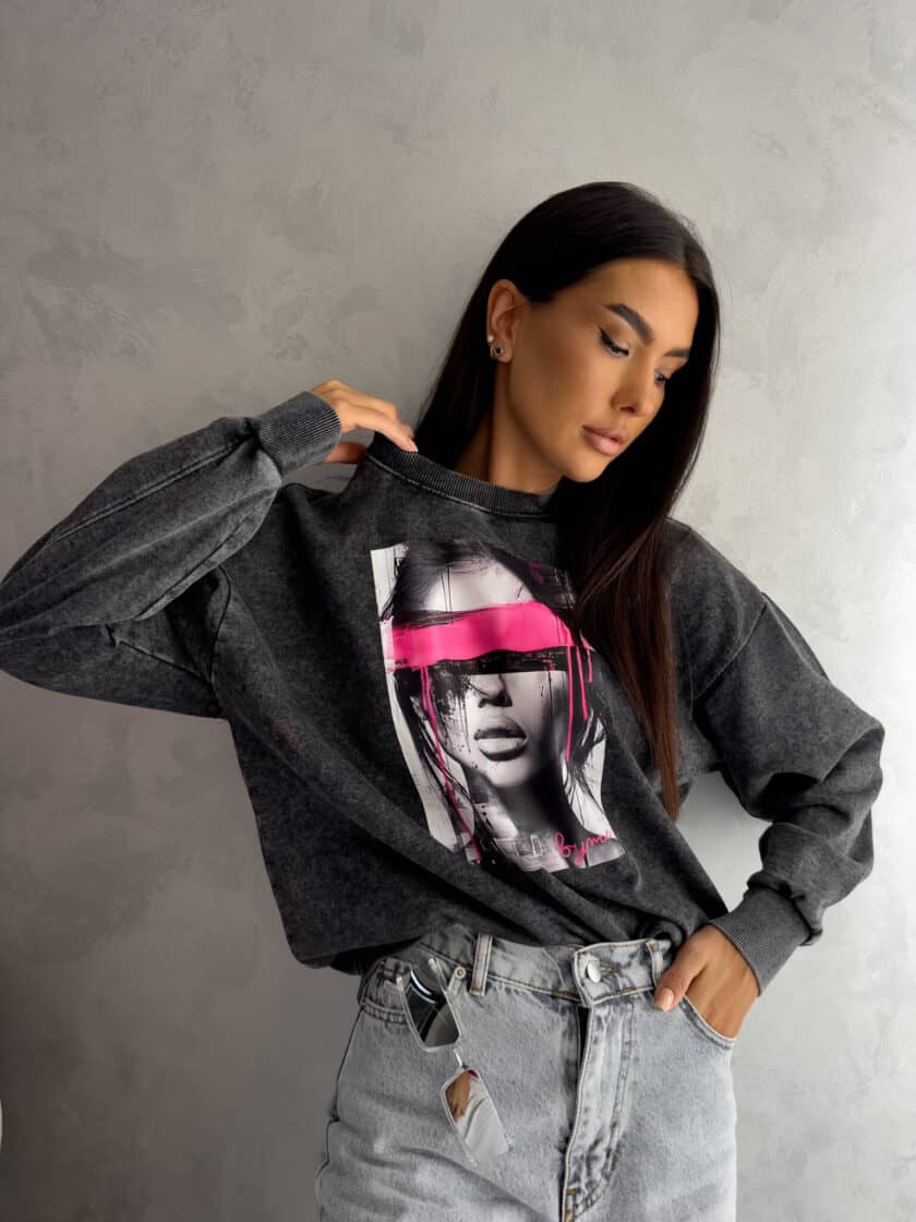 Dekatyzowana bluza LOCK - czarna - obrazek 18