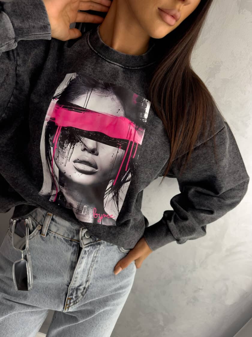 Dekatyzowana bluza LOCK - czarna - obrazek 11