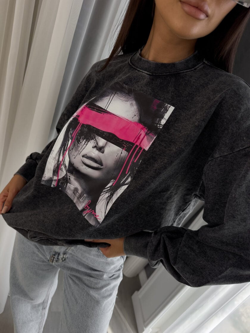 Dekatyzowana bluza LOCK - czarna - obrazek 15