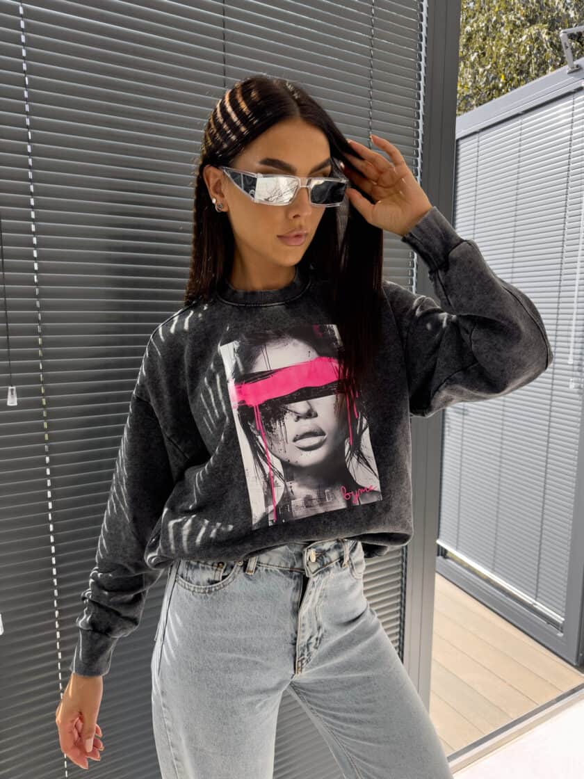 Dekatyzowana bluza LOCK - czarna - obrazek 16