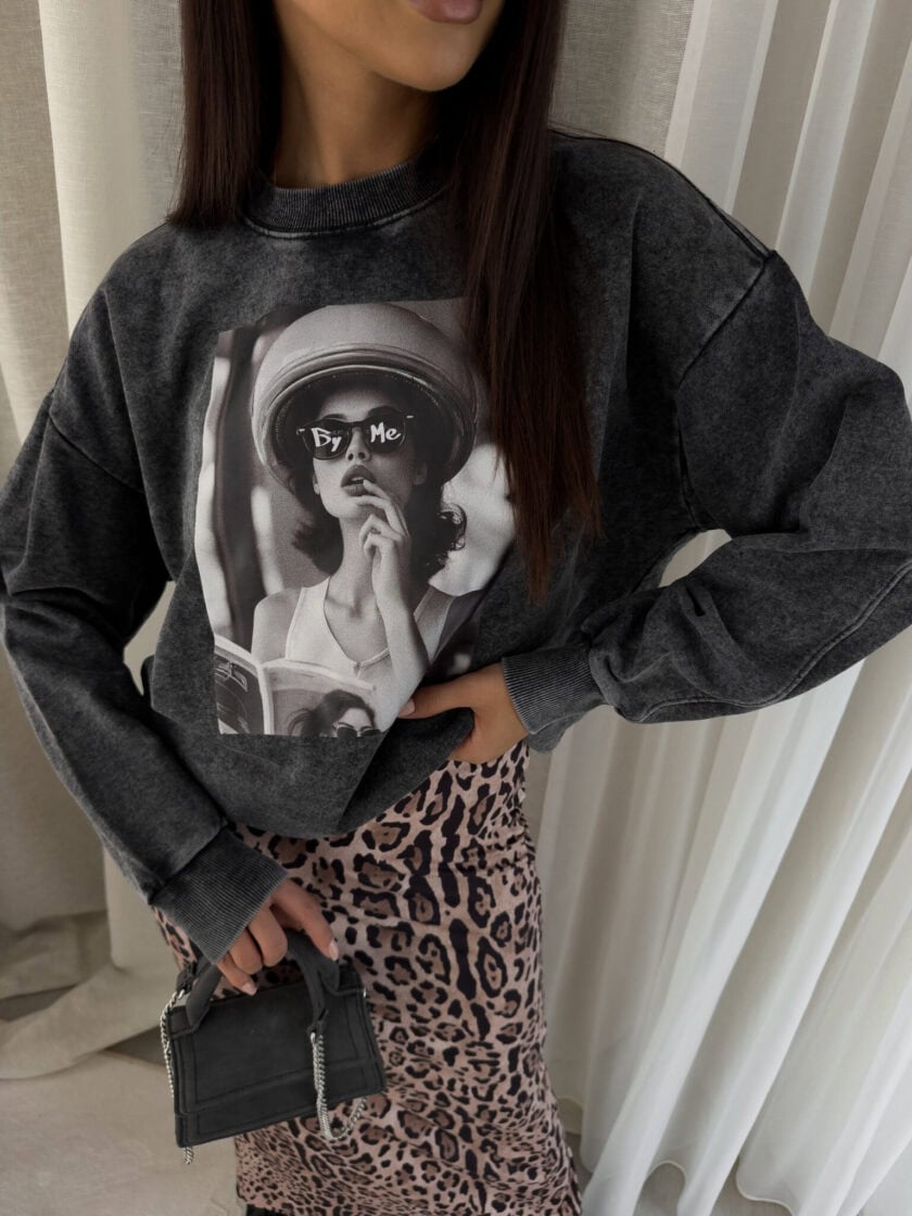 Dekatyzowana bluza IMAGE - czarna - obrazek 6