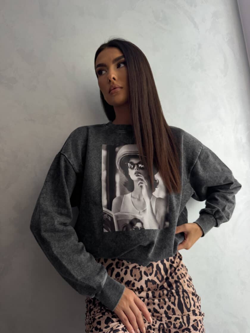 Dekatyzowana bluza IMAGE - czarna - obrazek 7