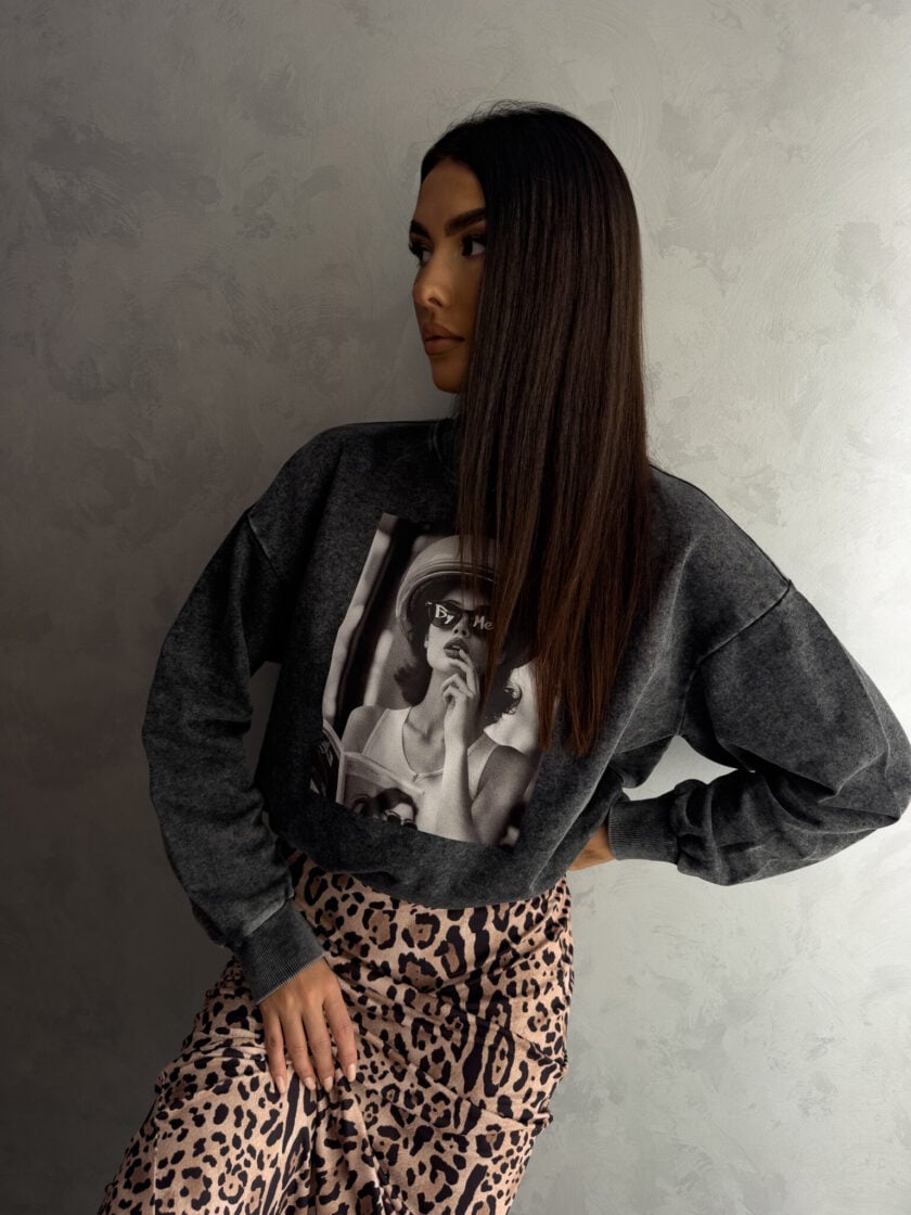 Dekatyzowana bluza IMAGE - czarna - obrazek 8