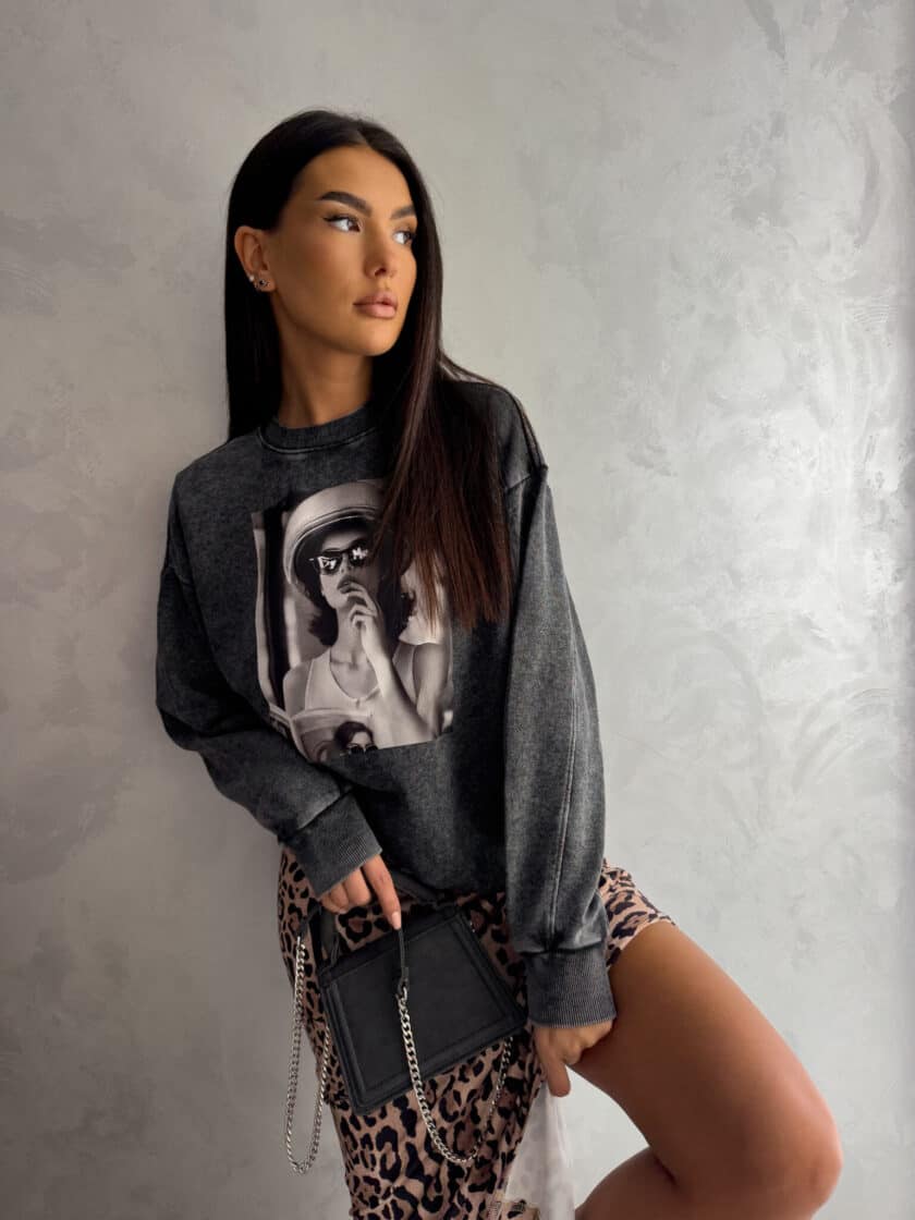 Dekatyzowana bluza IMAGE - czarna - obrazek 12