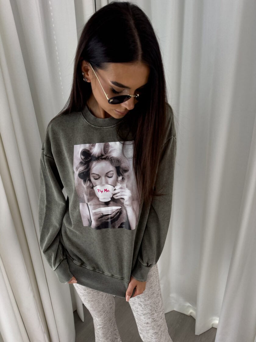 Dekatyzowana bluza ROLLER - khaki - obrazek 8