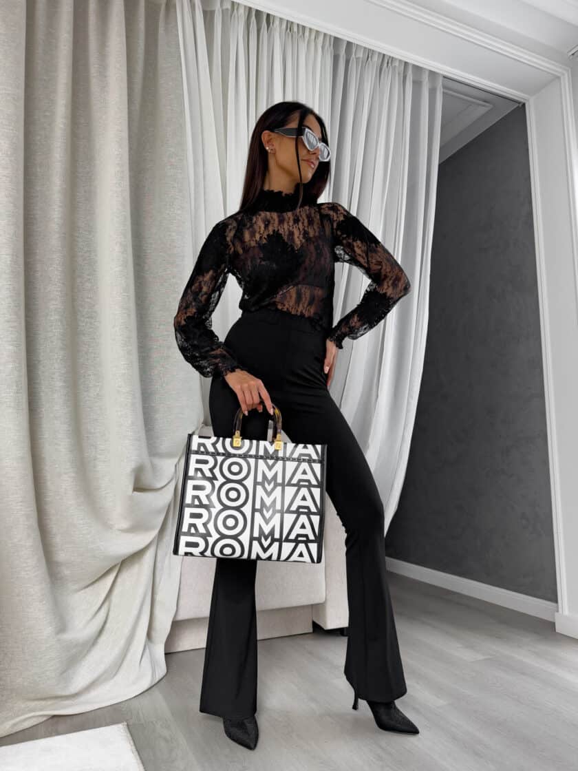 Bluzka FLORAL – czarna - obrazek 7