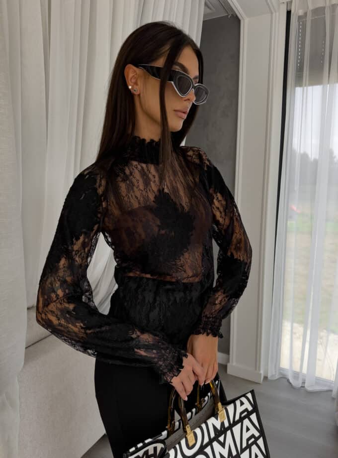 Bluzka FLORAL – czarna