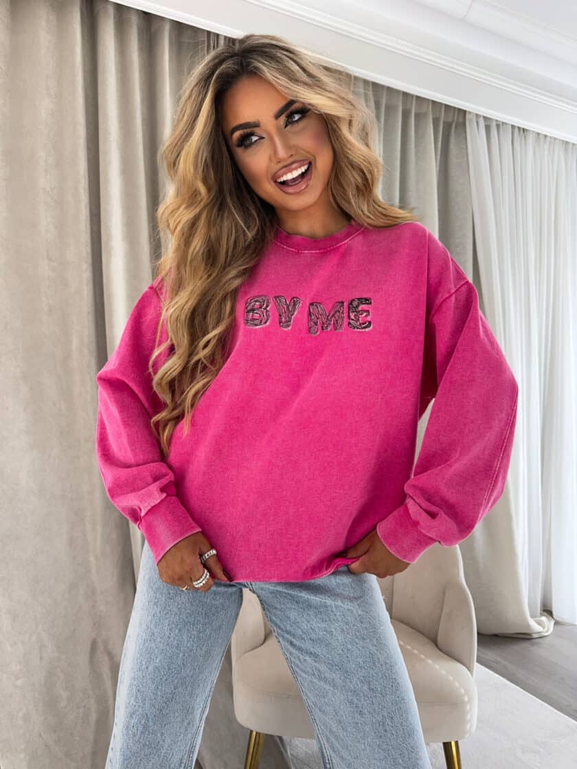 Dekatyzowana bluza POWER - różowa - obrazek 2
