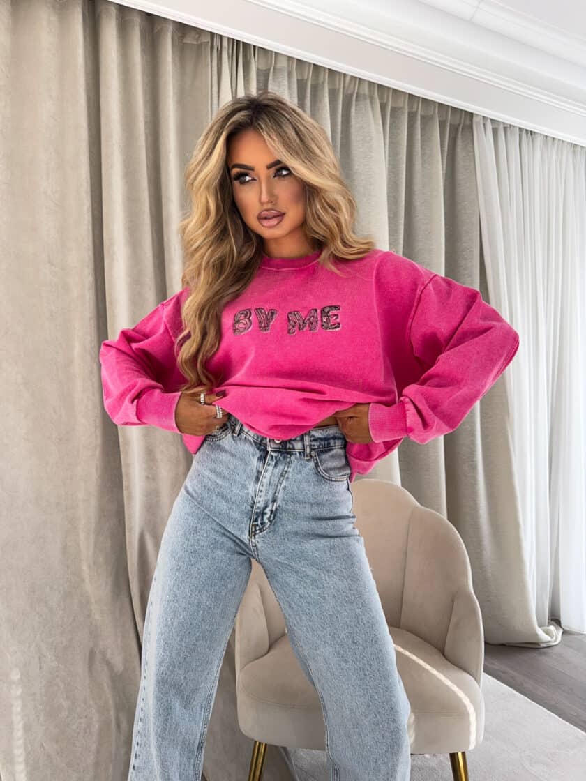 Dekatyzowana bluza POWER - różowa - obrazek 4