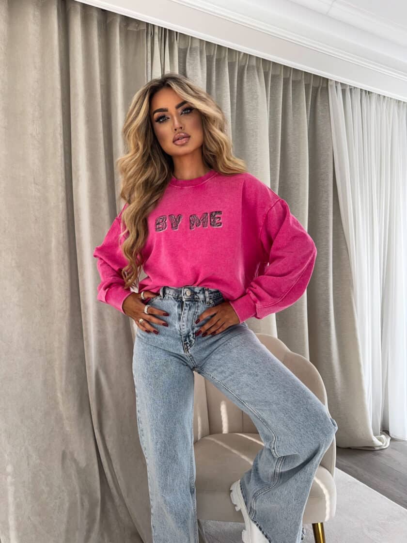 Dekatyzowana bluza POWER - różowa - obrazek 5