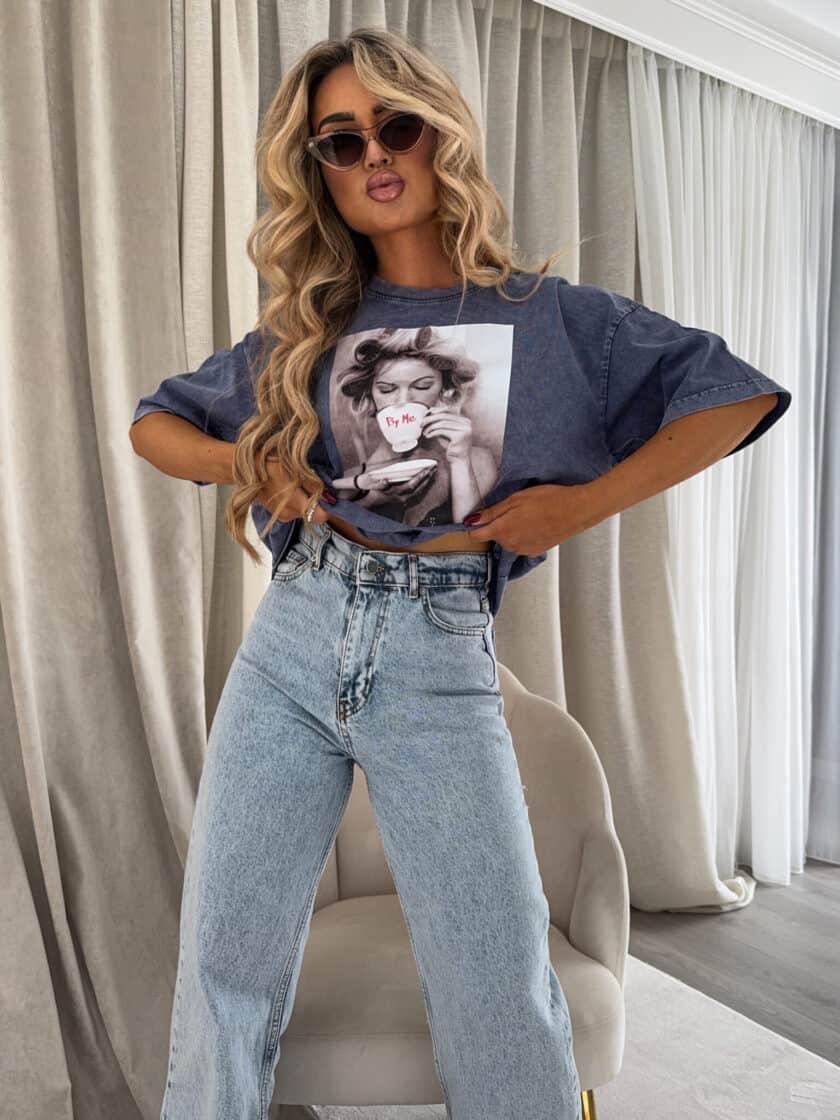 Dekatyzowany t-shirt ROLLER - granatowy - obrazek 2