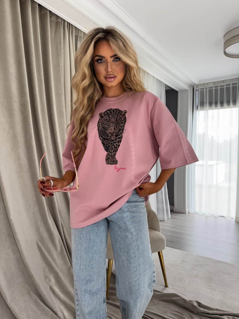 T-shirt MEDIUM TIGER - brudny róż - obrazek 2