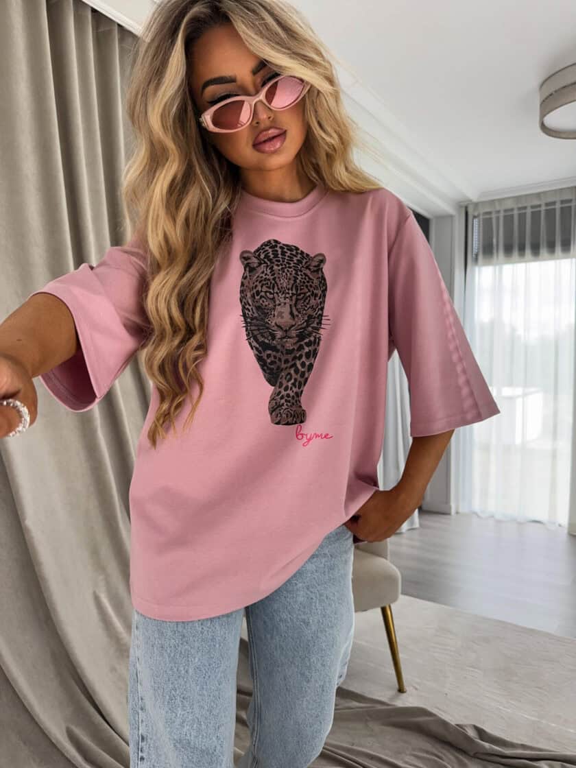 T-shirt MEDIUM TIGER - brudny róż - obrazek 4