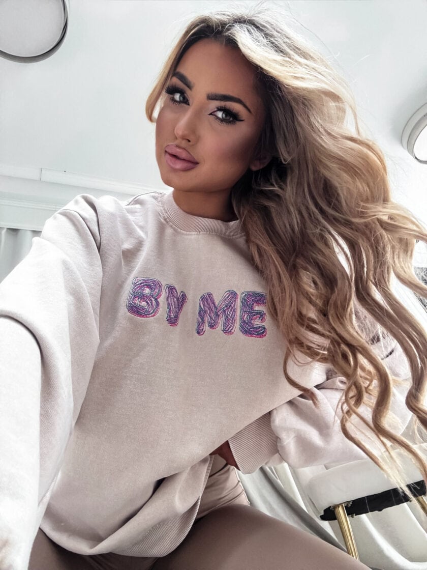 Dekatyzowana bluza POWER - jasny beż - obrazek 3