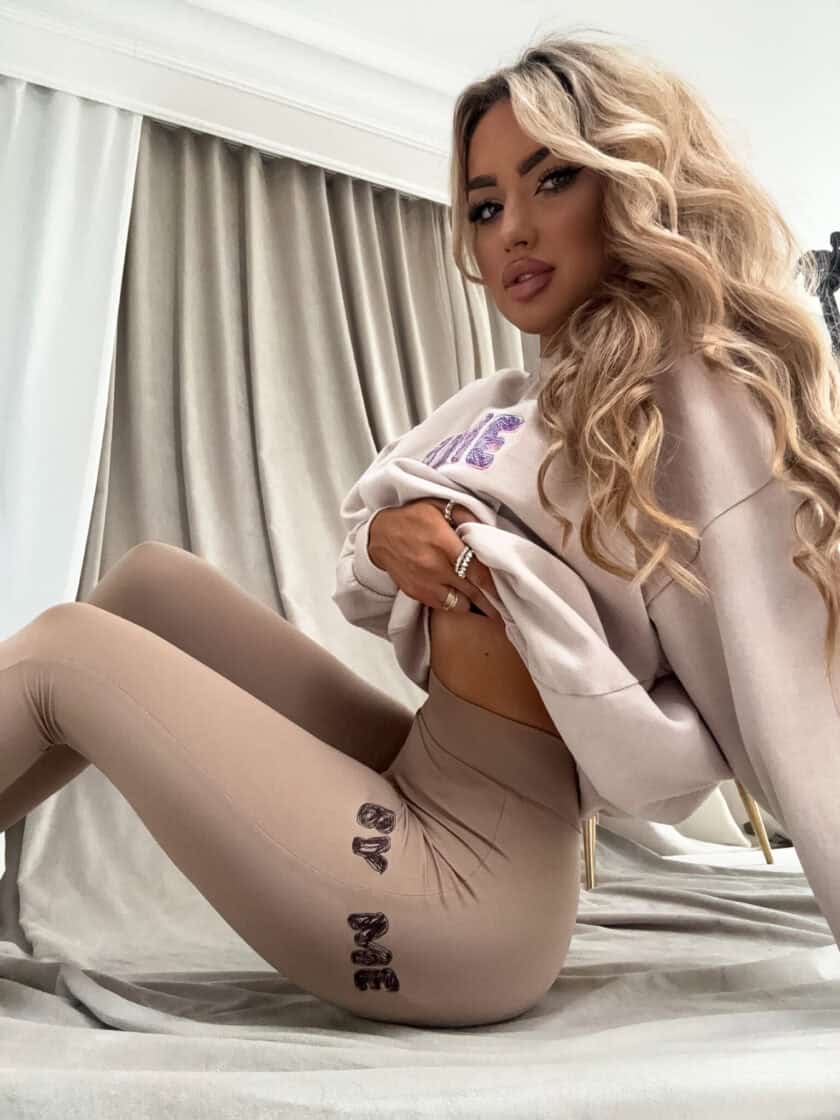 Dekatyzowana bluza POWER - jasny beż - obrazek 2