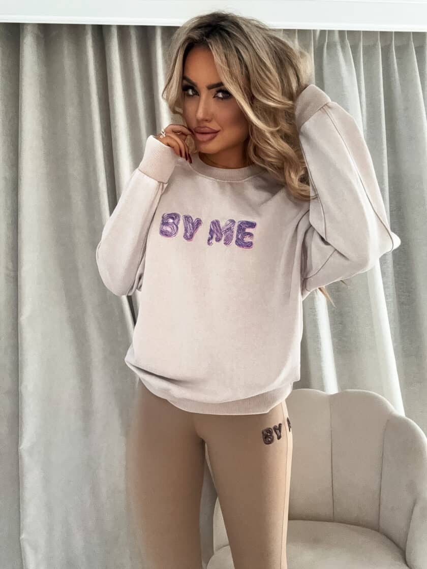 Dekatyzowana bluza POWER - jasny beż - obrazek 5