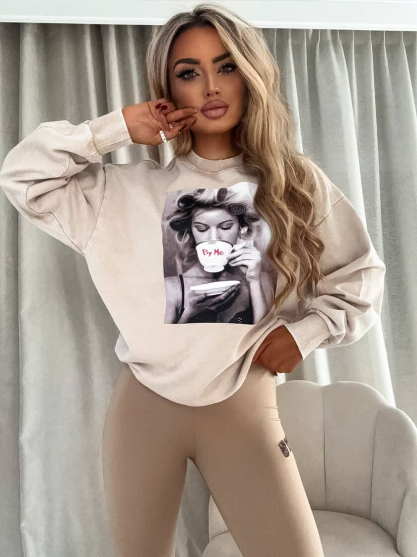 Dekatyzowana bluza ROLLER - jasny beż - obrazek 2
