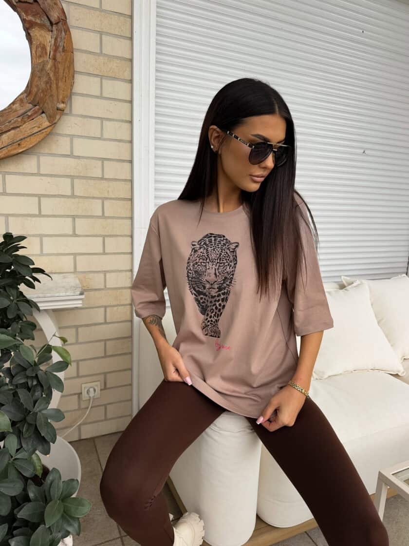 T-shirt MEDIUM TIGER - mokka - obrazek 2