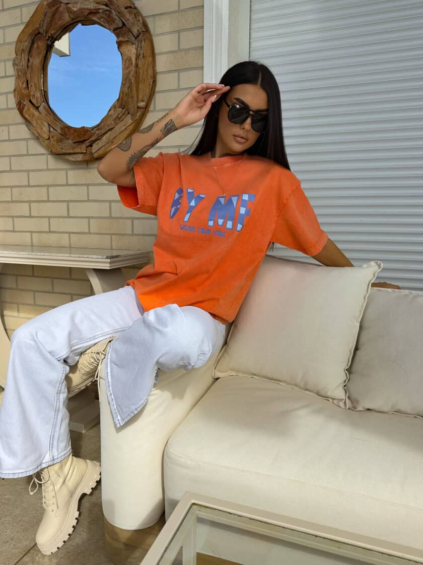 Dekatyzowany t-shirt BALEN - pomarańczowy - obrazek 6