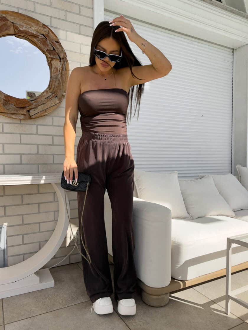 Spodnie LAMIA – czekoladowe - obrazek 3