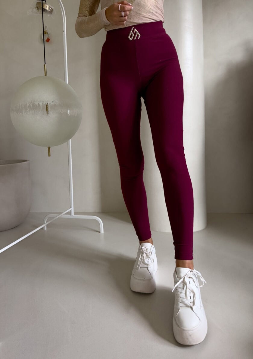Legginsy FIT logo - bordowe - obrazek 9