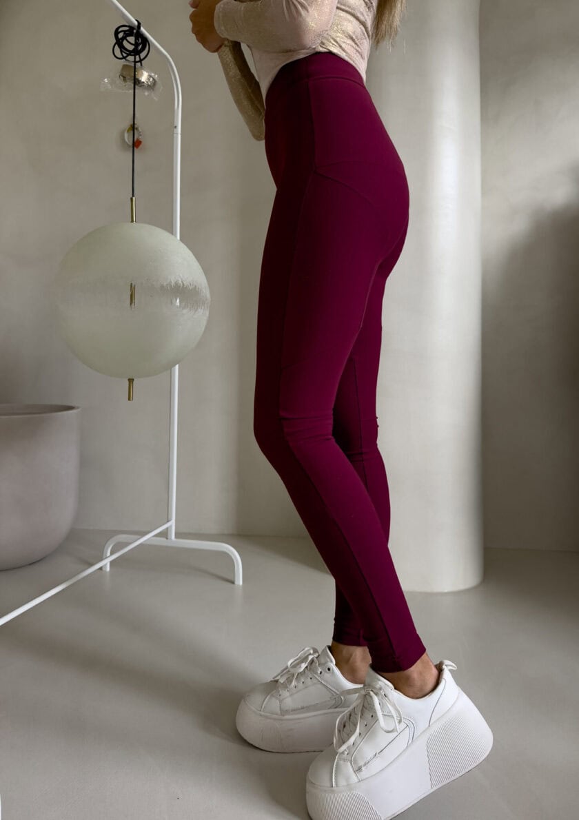 Legginsy FIT logo - bordowe - obrazek 8