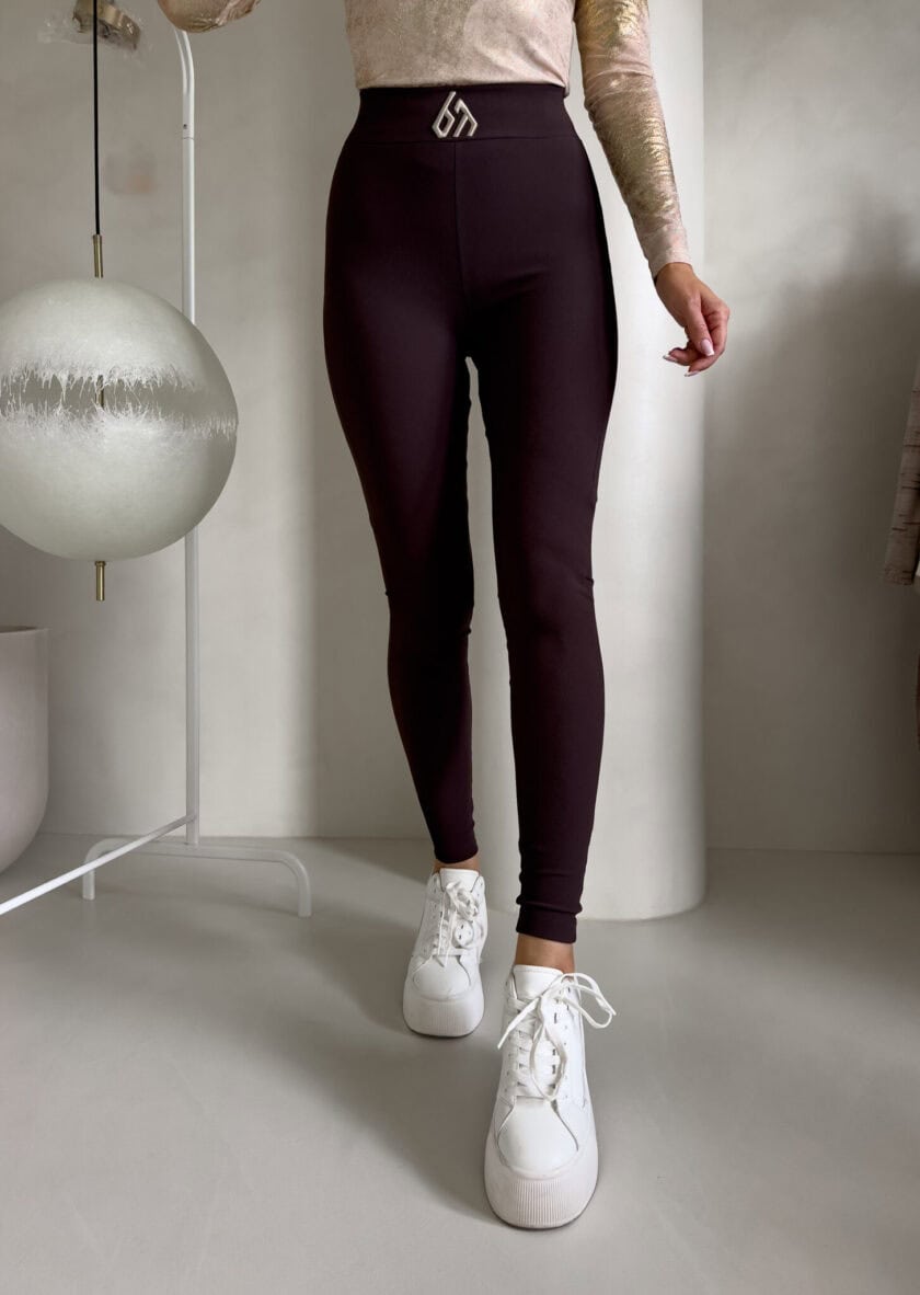 Legginsy FIT logo - czekoladowe - obrazek 9