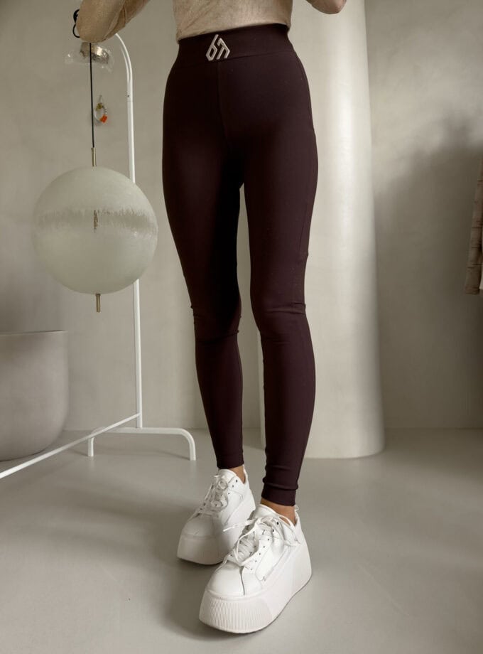 Legginsy FIT logo - czekoladowe