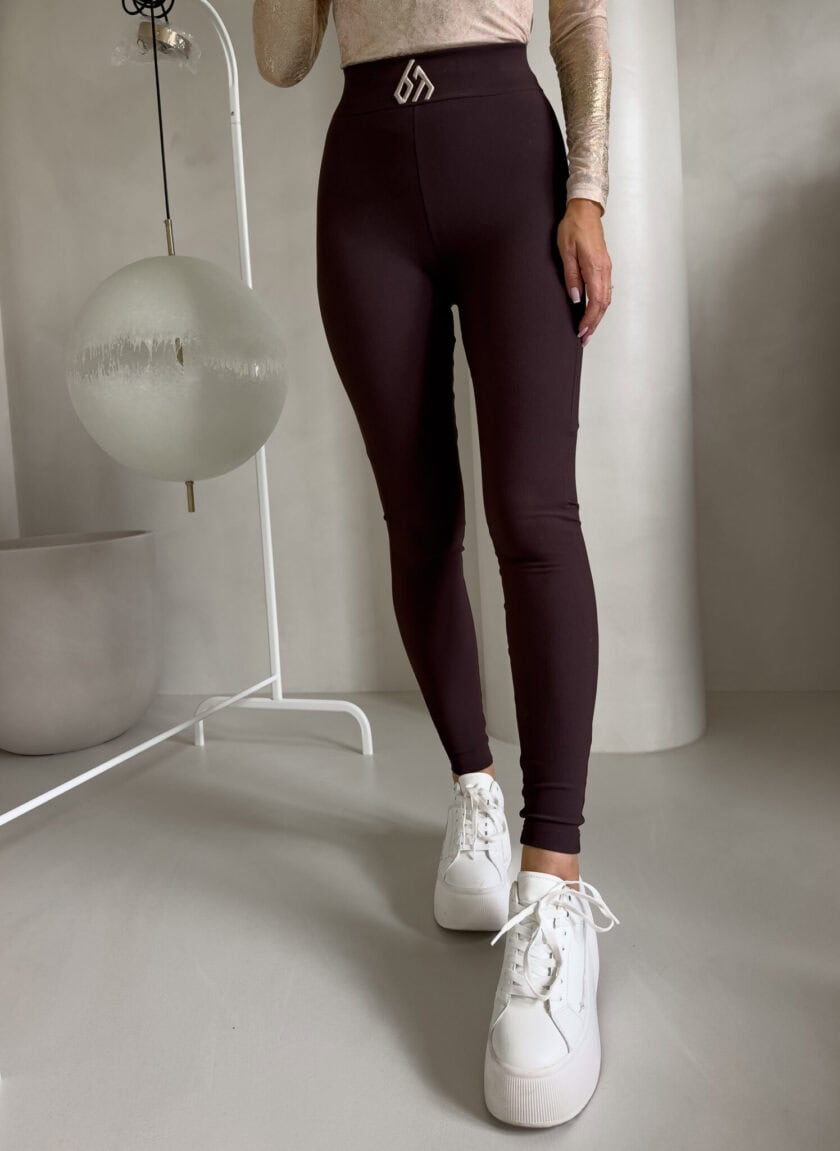 Legginsy FIT logo - czekoladowe - obrazek 6