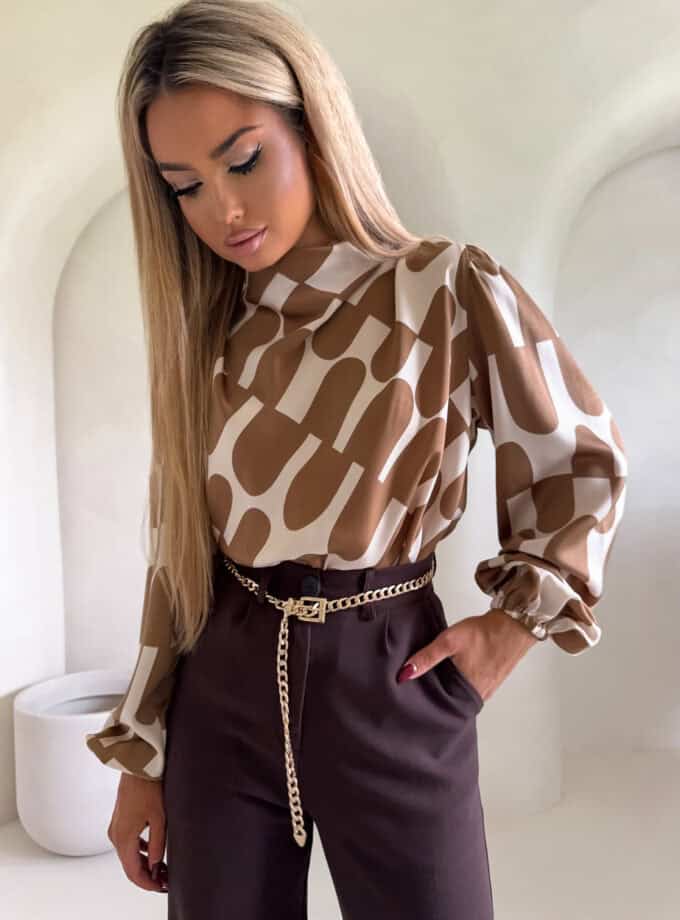 Bluzka LIVIA print - beżowa