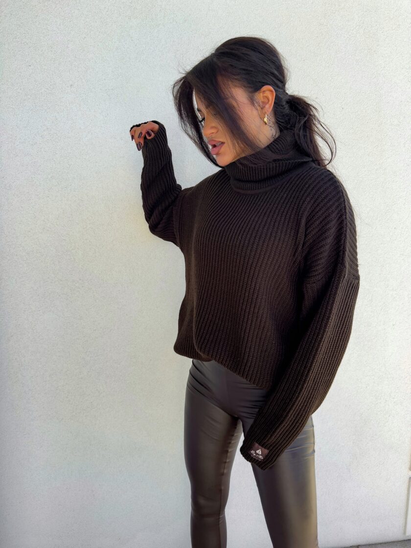 Sweter golf LAVER - czekoladowy - obrazek 6