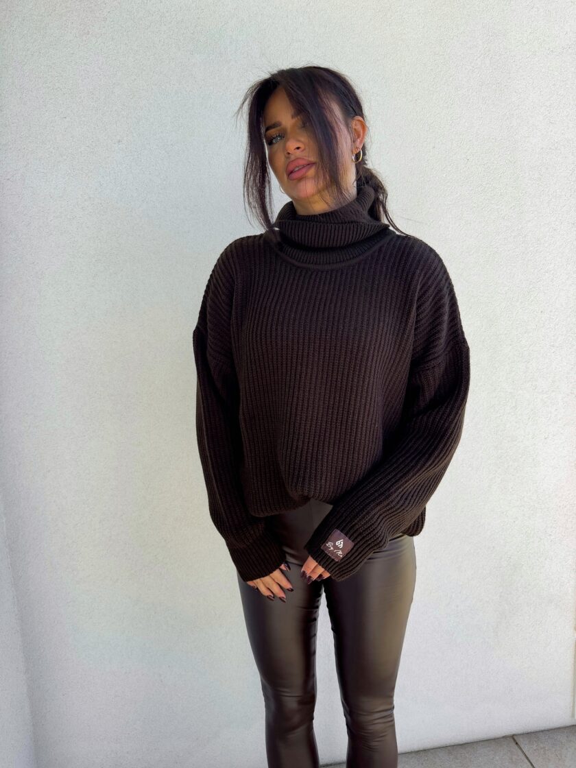 Sweter golf LAVER - czekoladowy - obrazek 4