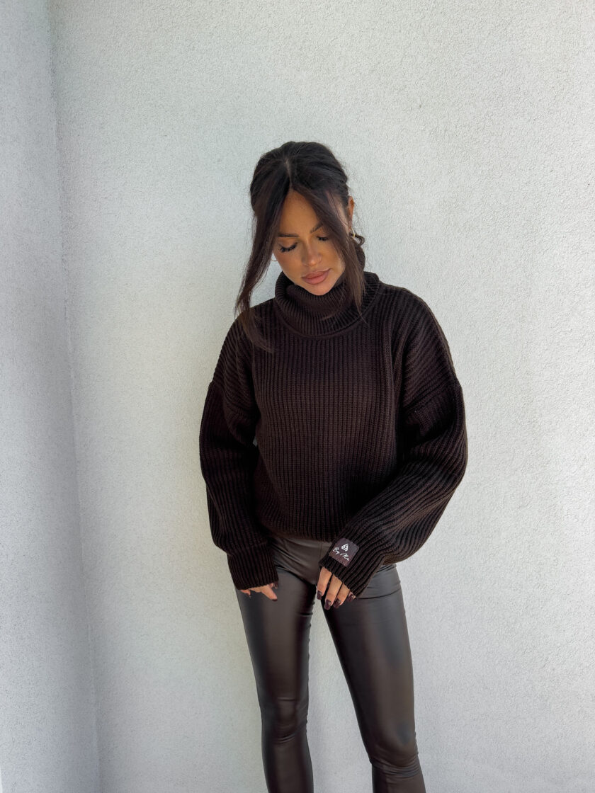 Sweter golf LAVER - czekoladowy - obrazek 8