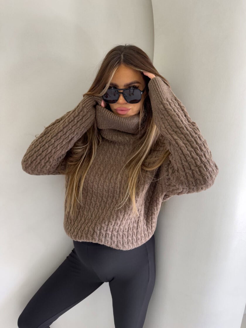 Sweter golf INKO - czekoladowy - obrazek 11