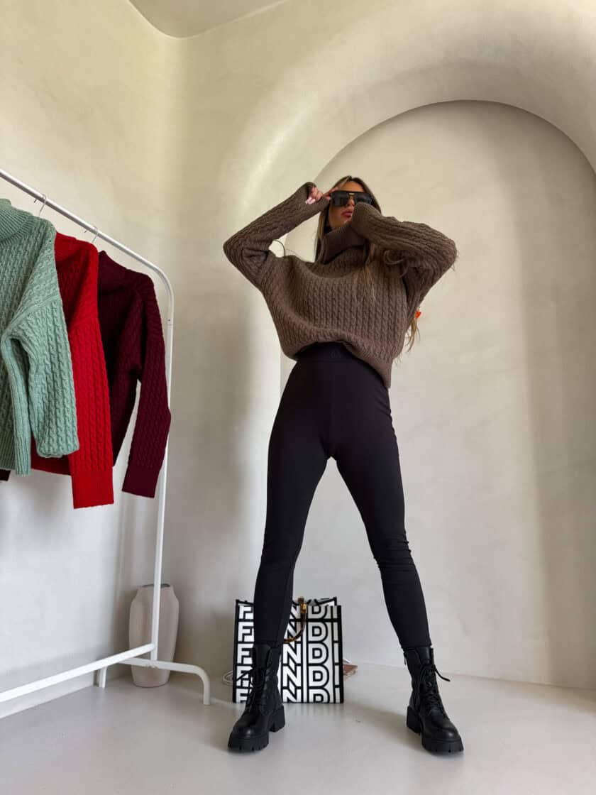 Sweter golf INKO - czekoladowy - obrazek 6