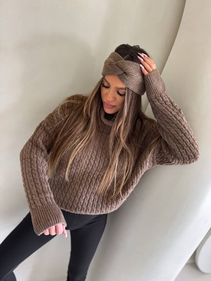 Sweter golf INKO - czekoladowy - obrazek 13