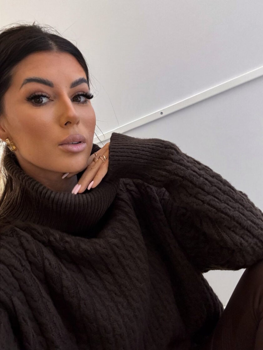 Sweter golf INKO - czekoladowy - obrazek 2