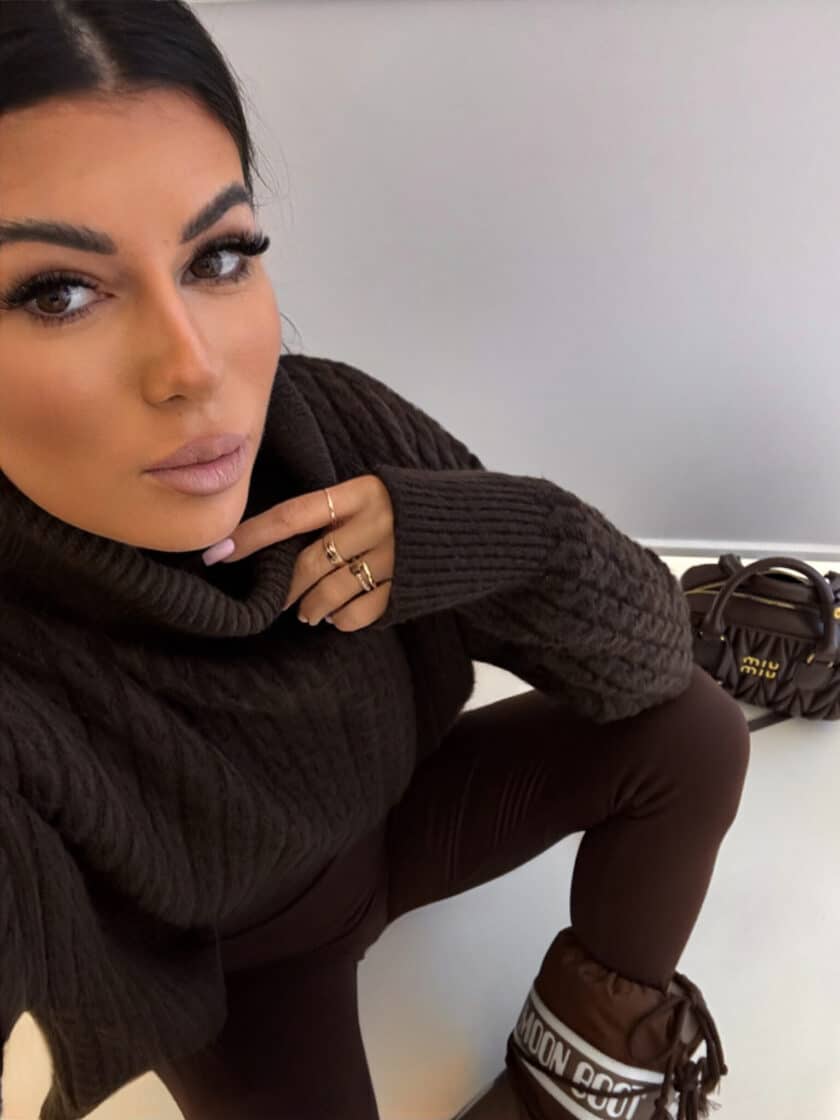 Sweter golf INKO - czekoladowy - obrazek 7