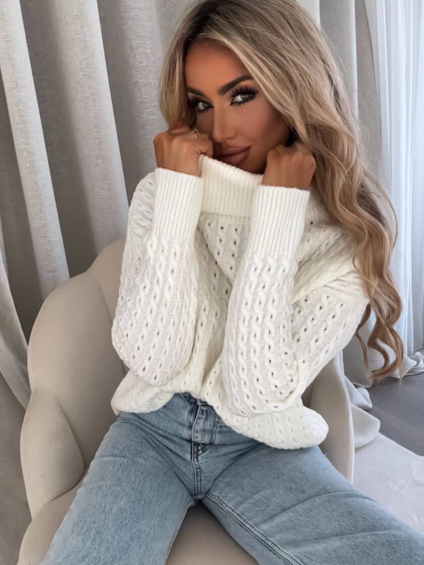 Sweter golf INKO - ecru - obrazek 3