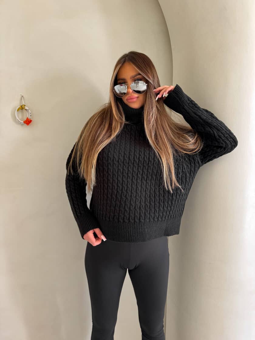 Sweter golf INKO - czarny - obrazek 10