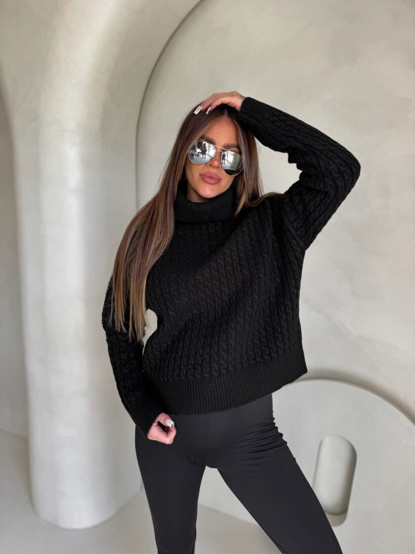 Sweter golf INKO - czarny - obrazek 5