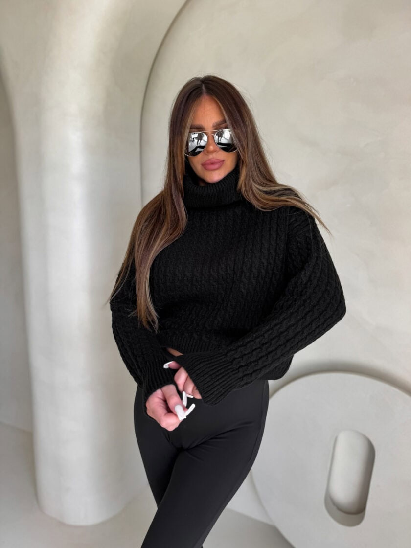 Sweter golf INKO - czarny - obrazek 9