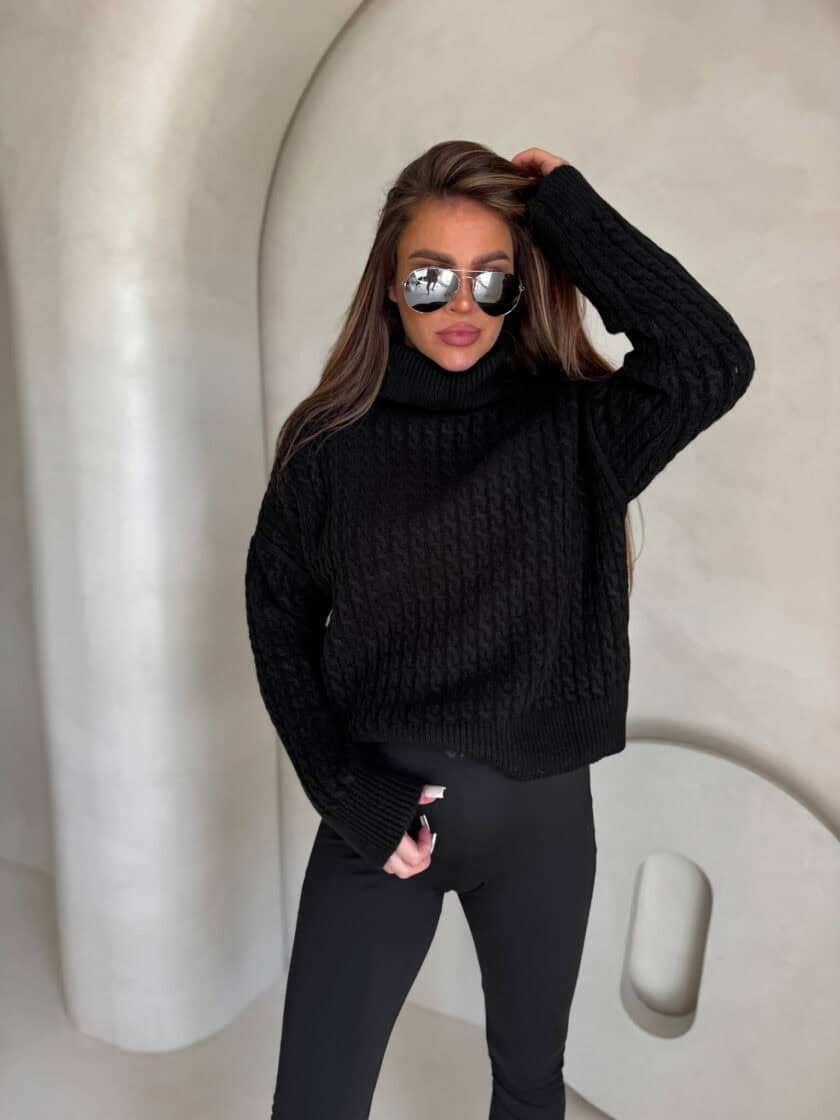 Sweter golf INKO - czarny - obrazek 11