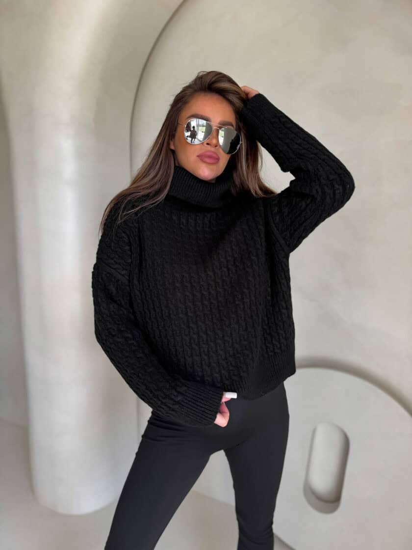 Sweter golf INKO - czarny - obrazek 12