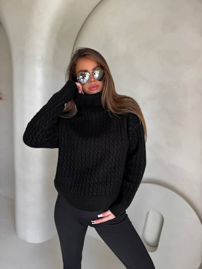 Sweter golf INKO - czarny - obrazek 14