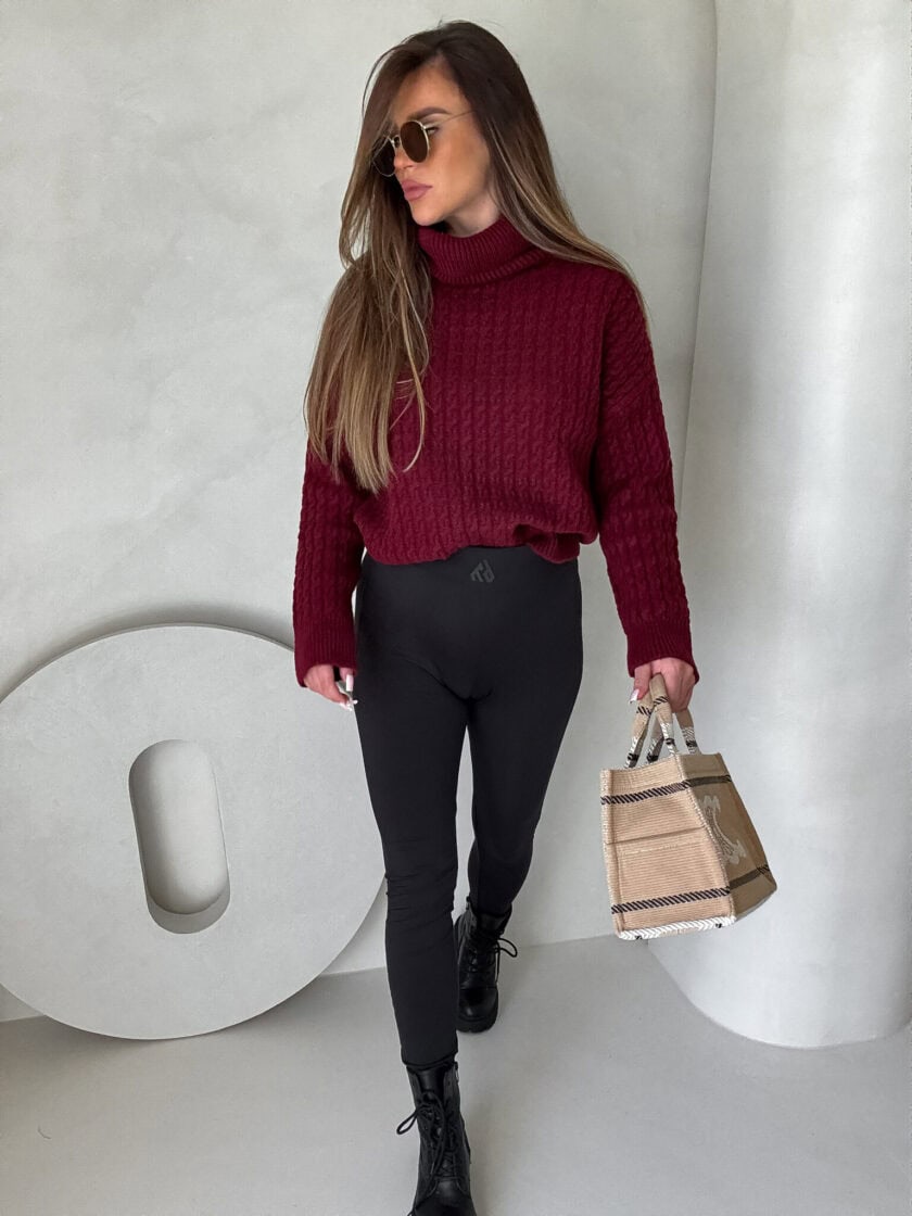 Sweter golf INKO - bordowy - obrazek 10